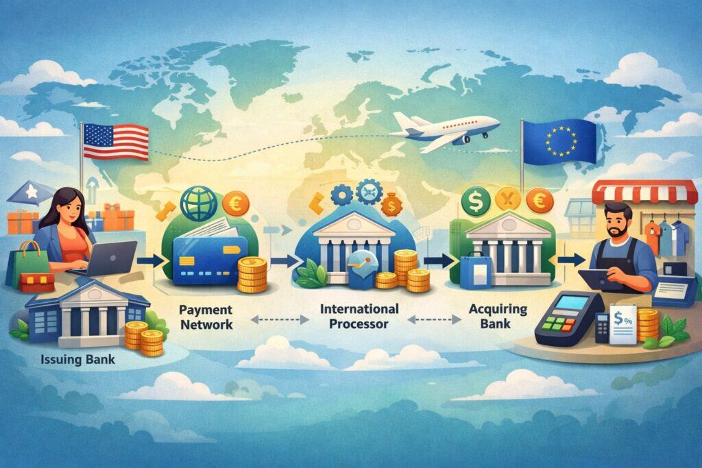 How a Card Payment Moves Across Borders (Where Cross Border Fees Get Added)