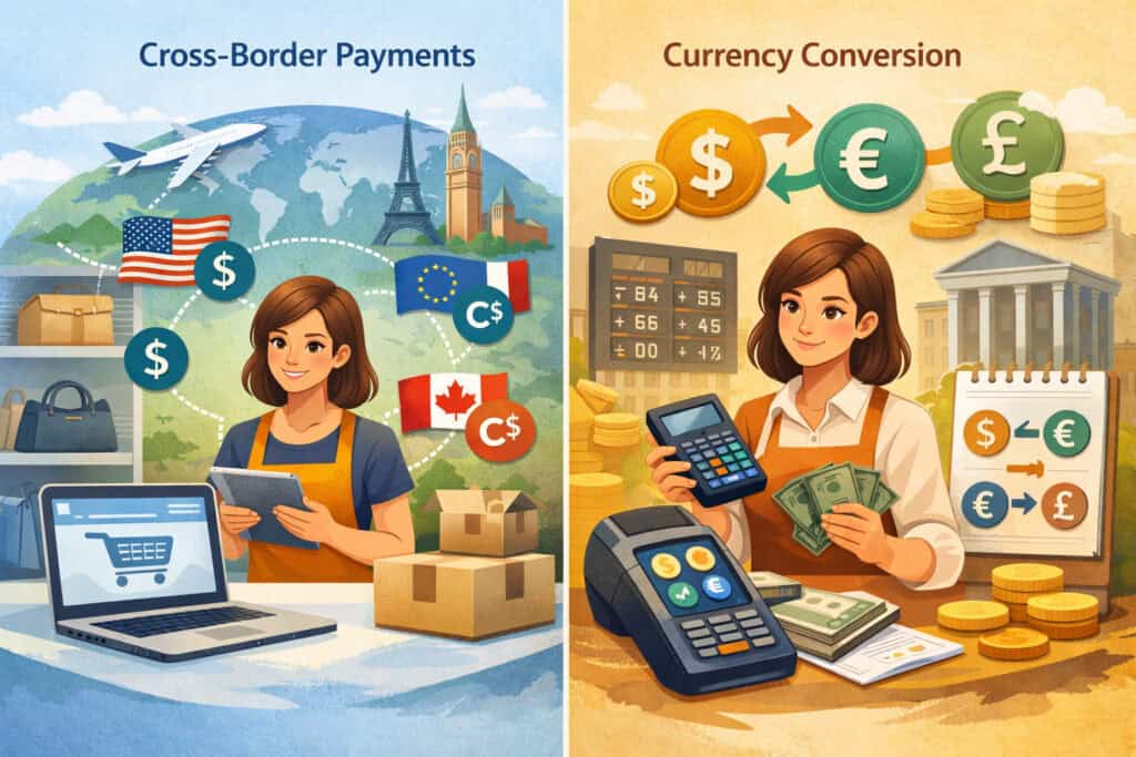 Cross-border vs currency conversion: side-by-side comparison (merchant lens)