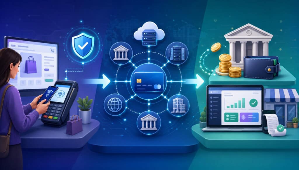 Authorization, capture, clearing, and settlement payment flow illustration