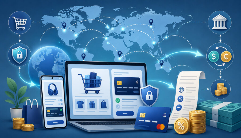 Cross-border card-not-present transaction fees illustration