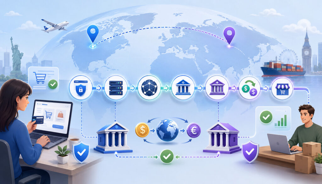 Cross-border payment flow illustration