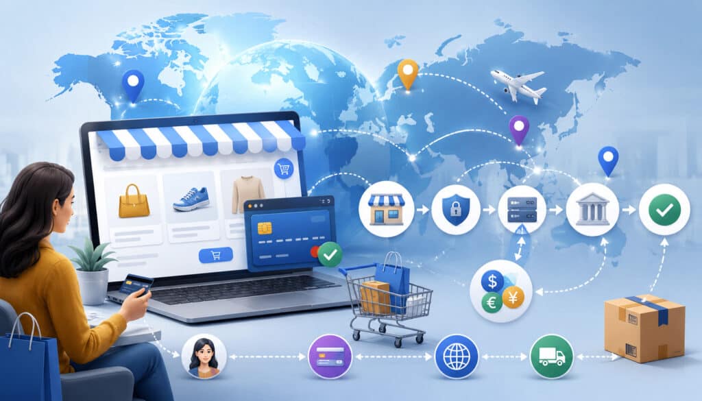 Cross-border payment flow for ecommerce stores