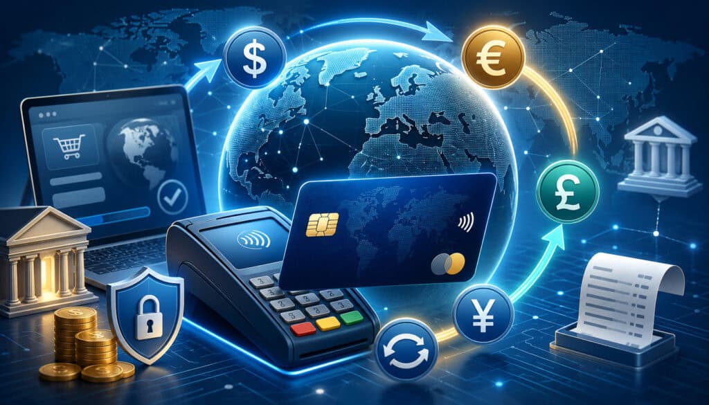 International card payment currency conversion illustration