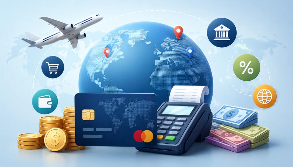 Global card payment with international transaction fees