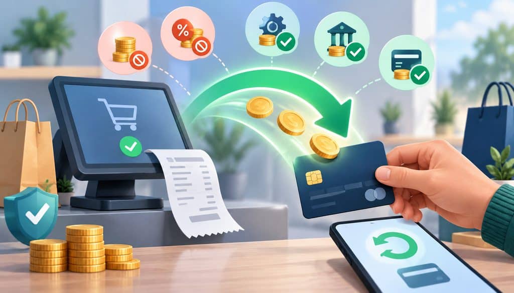 Refund transaction showing payment fees returning to a customer card